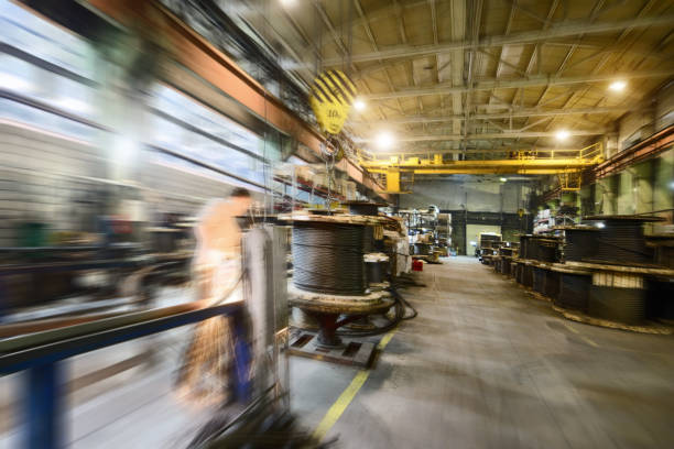 istock Factory shop. Abstract industrial background, motion blur effect 914817160