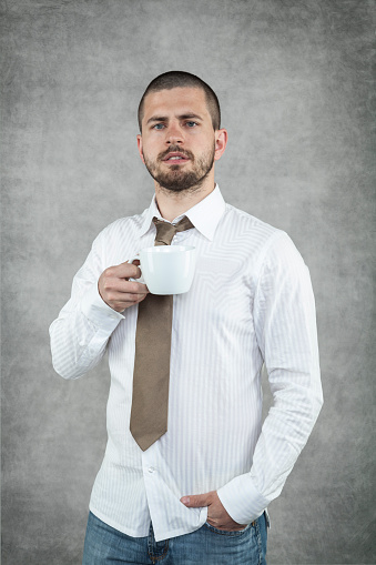 Businessman drinking his coffee