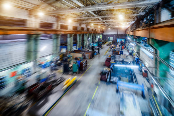 istock Factory shop. Abstract industrial background, motion blur effect 914817436