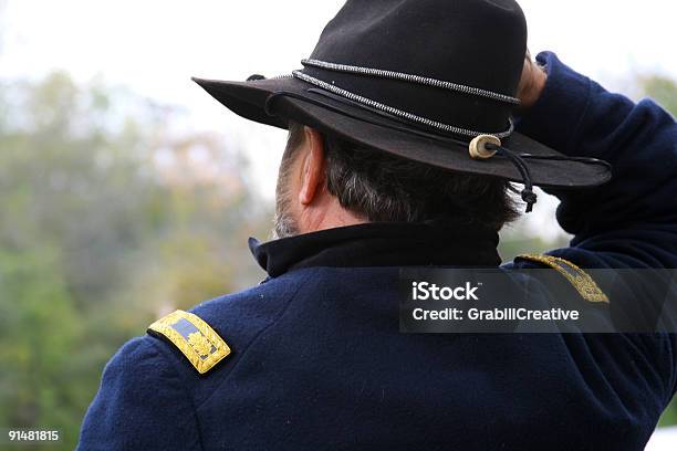 Us Civil War Union Soldier Watching Battle Stock Photo - Download Image Now - American Civil War, Civil War, Adult