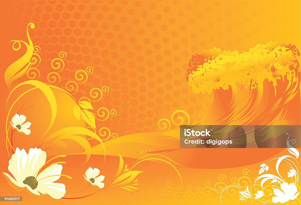 Flowers with Wave  designs  Abstract stock illustration