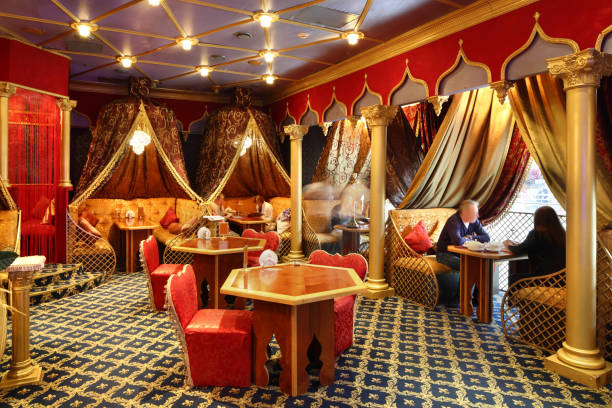 european restaurant in bright colors