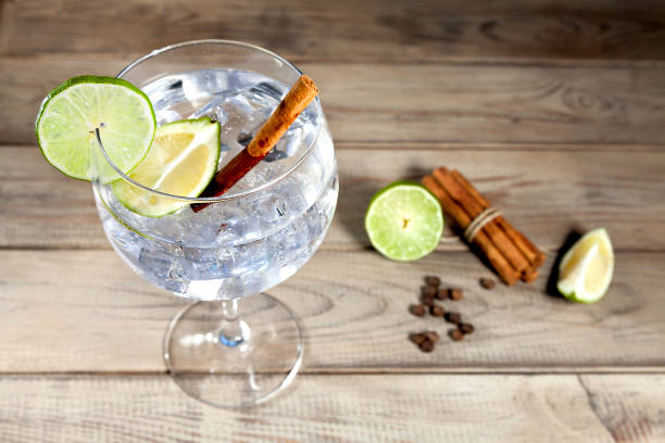 Gin tonic on wood background