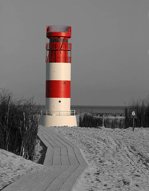 istock Helgoland Dune - lighthouse colored isolated in black and white 91482694