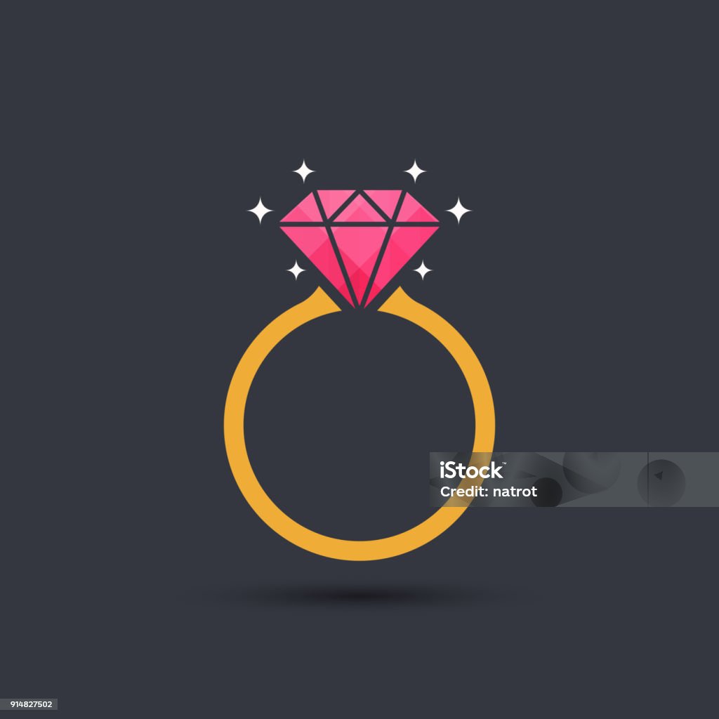 Diamond engagement ring icon, vector Wedding Ring stock vector