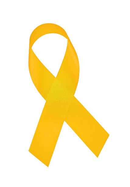 Yellow Awareness Ribbon with CLIPPING PATH stock photo