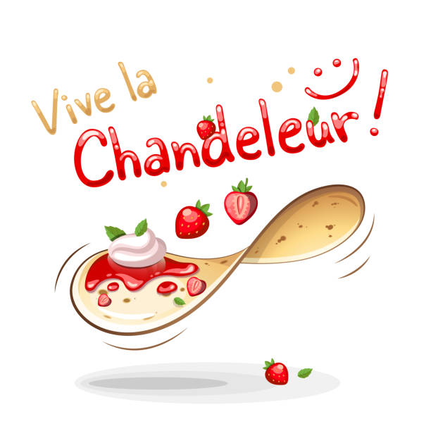 Happy Candlemas in French : Vive la Chandeleur Happy Candlemas in French : Vive la Chandeleur candlemas stock illustrations