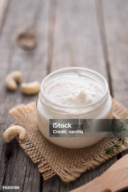 Homemade Vegan Cream Cheese Stock Photo - Download Image Now - Cashew, Cream - Dairy Product, Cheese