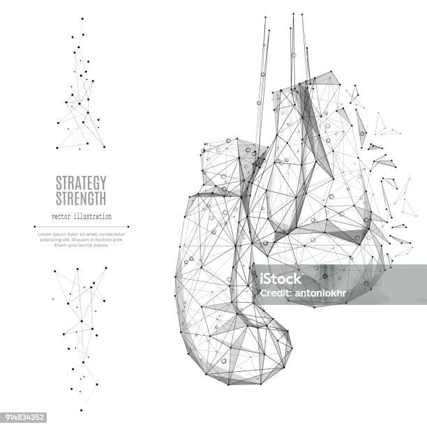 Boxing Gloves Low Poly Black On White Stock Illustration - Download Image Now - Construction Frame, Education Training Class, Abstract