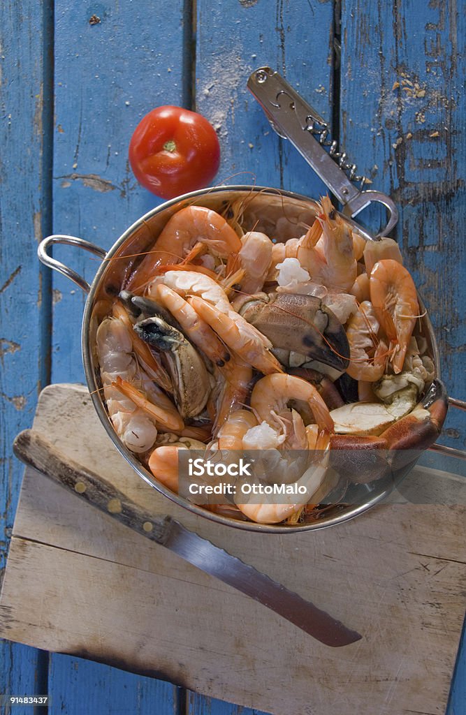 Enjoy your meal Seafood before preparation on an old wooden table Antipasto Stock Photo
