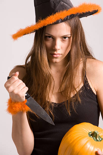 Witch and Pumpkin Series stock photo