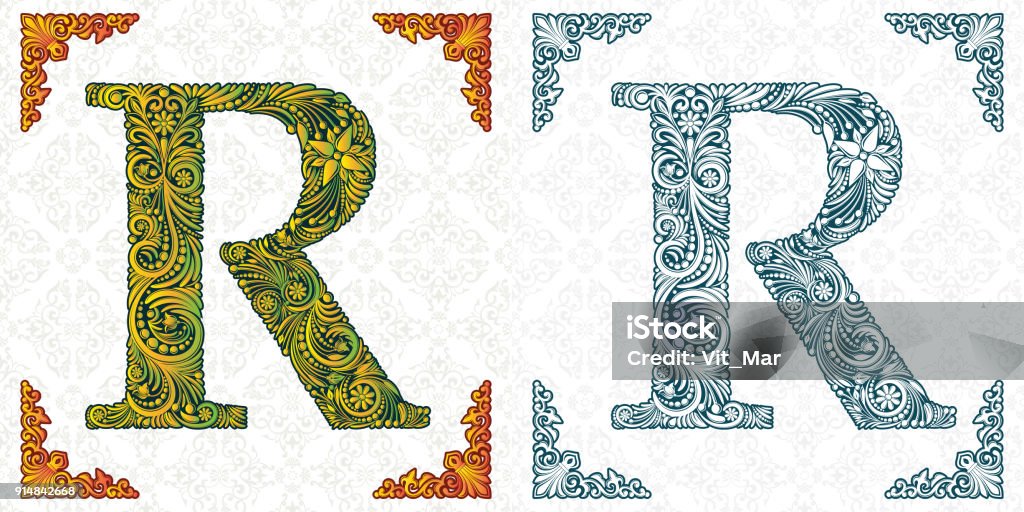 Letter R Native Pattern Vector Letter R Patterned Font Monogram Unique Ornamental Alphabet ...