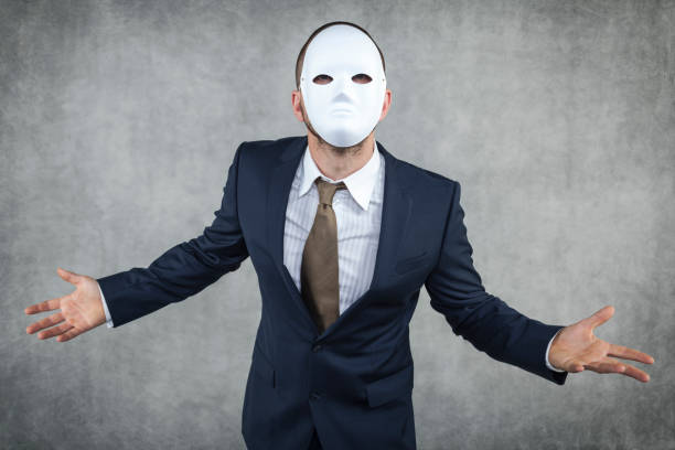 angry businessman wearing a mask
