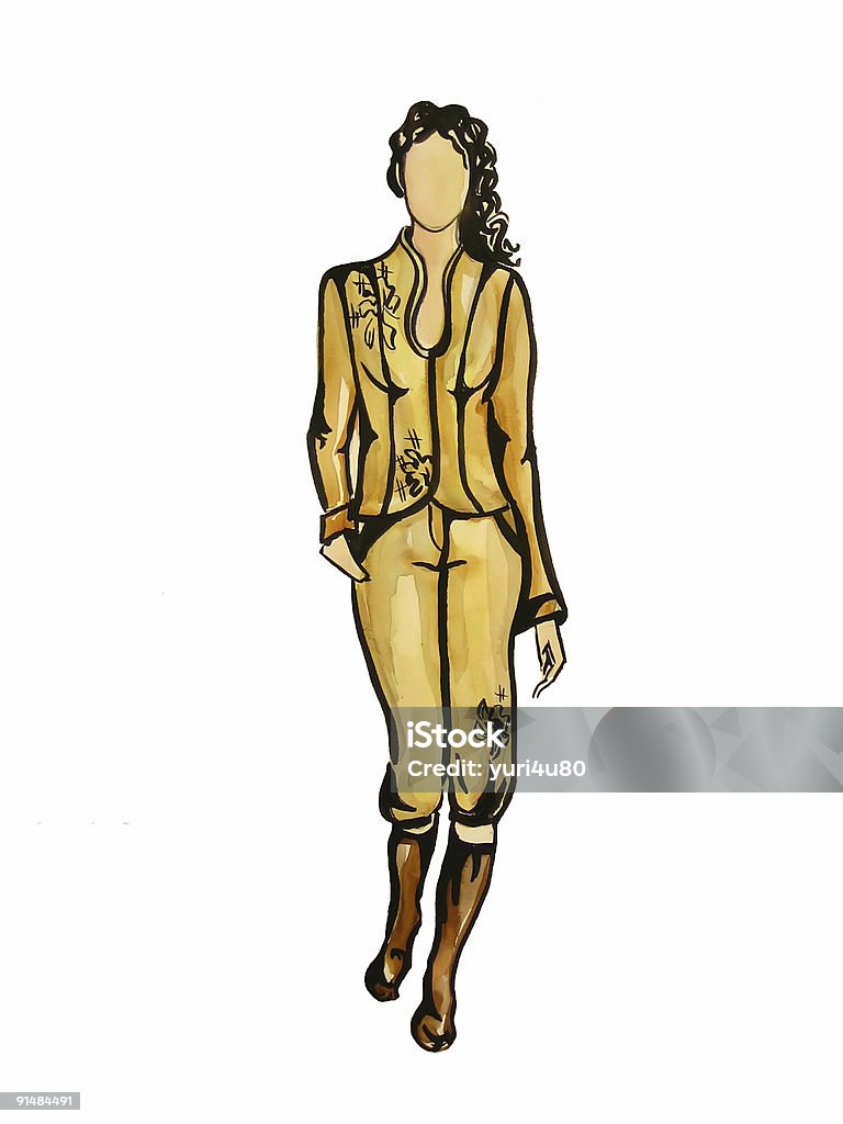 Modello in abito giallo - Illustrazione stock royalty-free di Moda