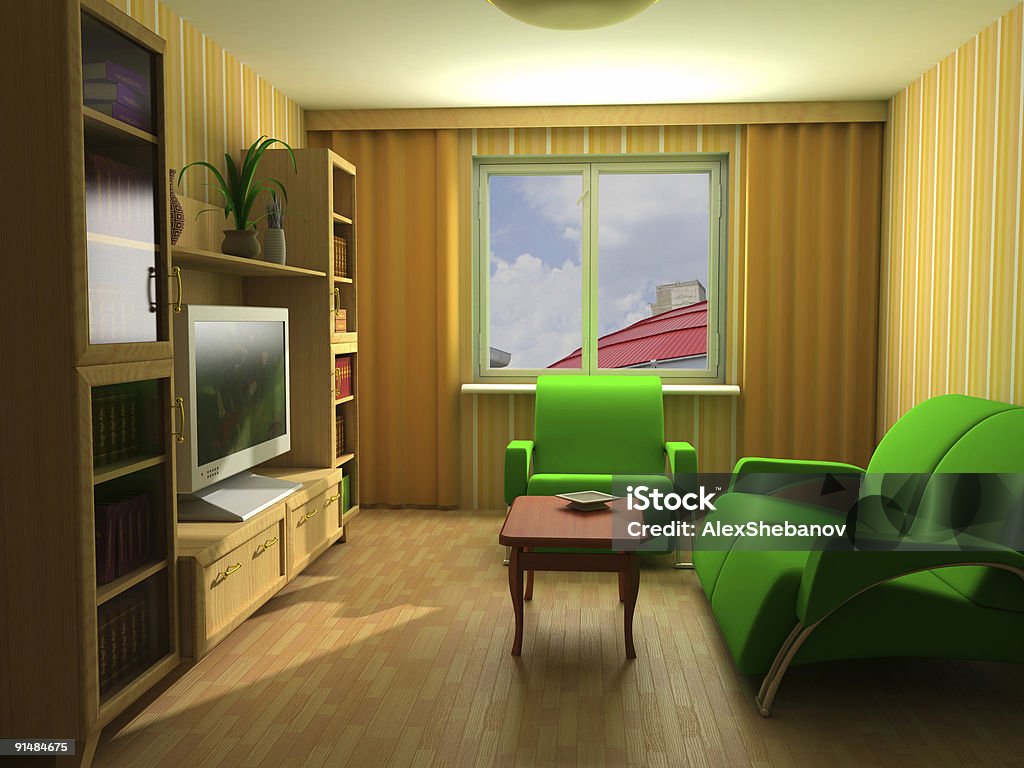 Moderno interior 3d - Royalty-free Aconchegante Foto de stock