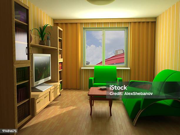 Moderno Interior 3d - Fotografias de stock e mais imagens de Aconchegante - Aconchegante, Apartamento, Artigo de Decoração