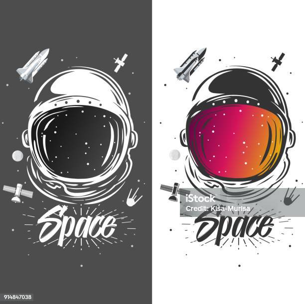 Astronaut Suit Art Space Illustration Symbol Of Space Travel Scientific Research Astronaut Tshirt Design Spaceman Exploring New Planets Stock Illustration - Download Image Now