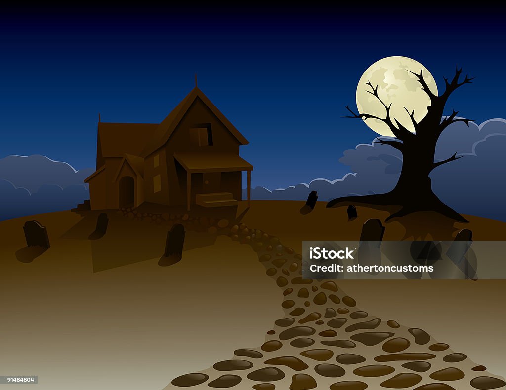Haunted House - Lizenzfrei Mond Stock-Illustration