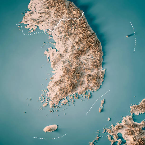 istock Republic of Korea 3D Render Topographic Map Neutral Border 914849874