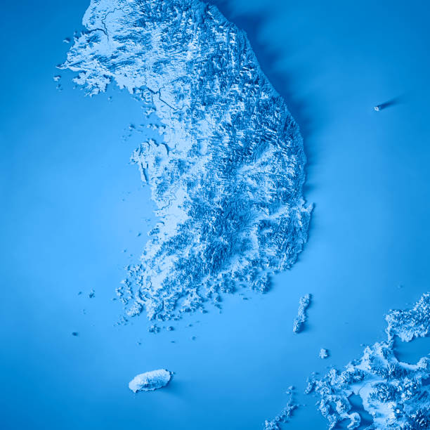 istock Republic of Korea 3D Render Topographic Map Blue 914850078