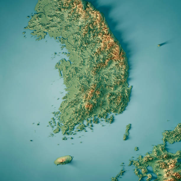 istock Republic of Korea 3D Render Topographic Map 914850594