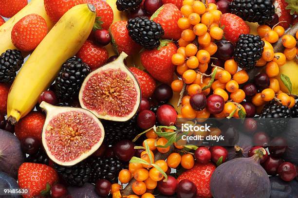 Group Of Fruits And Berries Stock Photo - Download Image Now - Agriculture, Backgrounds, Banana