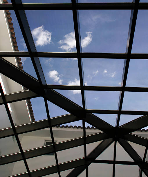 istock Glass roof and blue skies 91486328