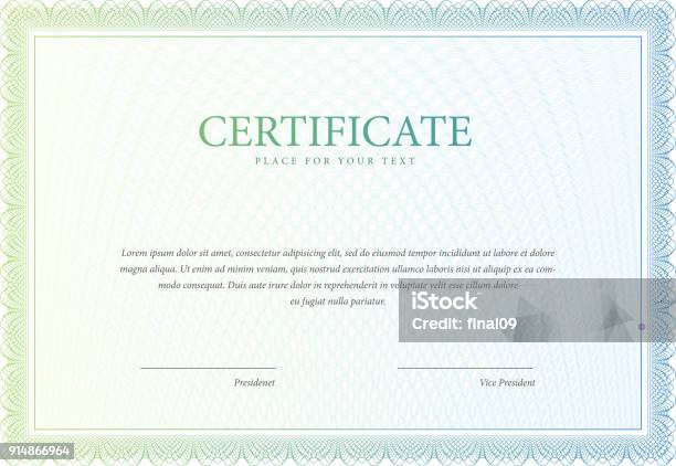 Certificate Template Diploma Currency Border Stock Illustration - Download Image Now - Certificate, Border - Frame, Template