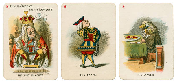 alice in wonderland playing cards 1898 set 8 - 1898 imagens e fotografias de stock