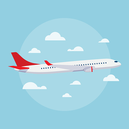 Aircraft vector flat illustrations. Modern airplane. Emblem for airlines banners.