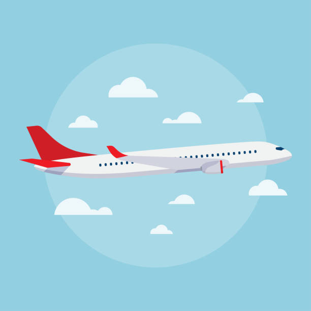 Aircraft vector flat illustrations Aircraft vector flat illustrations. Modern airplane. Emblem for airlines banners. jet stock illustrations