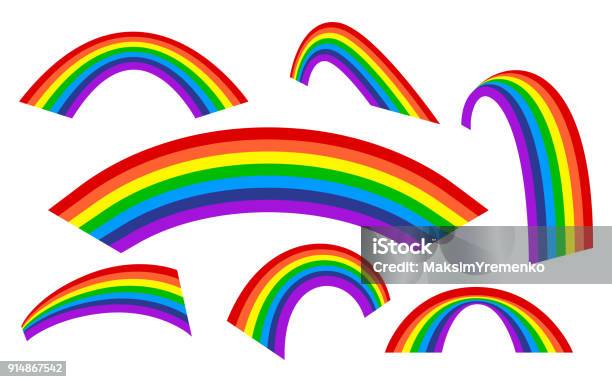 Jeu De Larcenciel Rainbow Arch Différents Styles Vecteurs libres de droits et plus d'images vectorielles de Arc en ciel