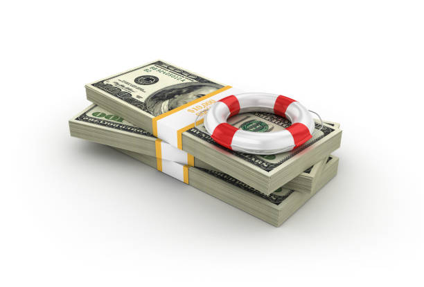 istock One Hundred Dollar Bills with Life Belt - 3D Rendering 914868134
