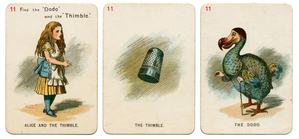 alice in wonderland playing cards 1898 set 11 - 1898 imagens e fotografias de stock