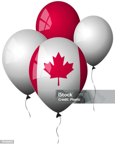 Vetores de Canadábalões e mais imagens de Balão - Decoração - Balão - Decoração, Branco, Vermelho