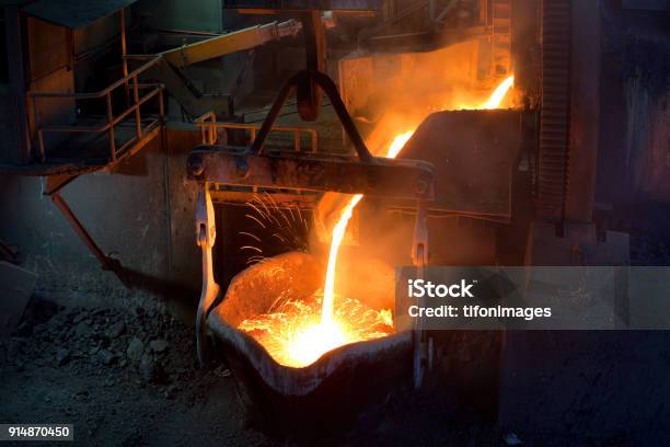 Pouting Molten Copper Stock Photo - Download Image Now - Copper, Chile, Copper Mine