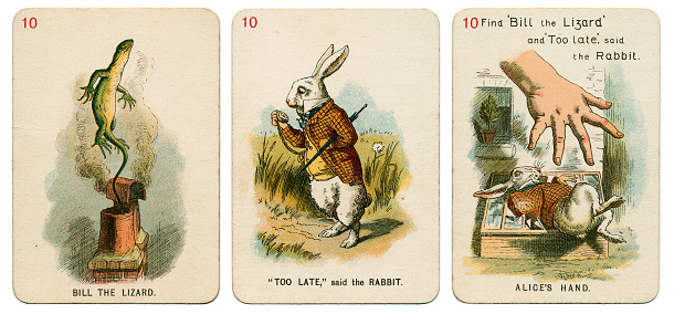 1898 Alice In Wonderland playing cards. This is Set 10 from a deck of 19th century playing cards 