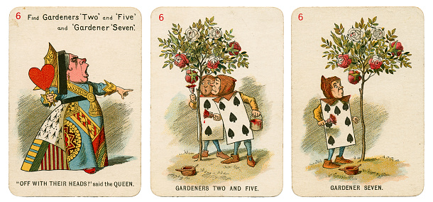 1898 Alice In Wonderland playing cards. This is Set 6 from a deck of 19th century playing cards 