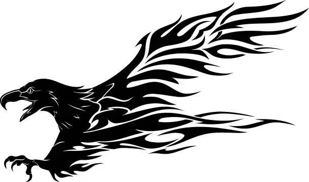 Vector illustration of Abstract Eagle Flame Tattoo