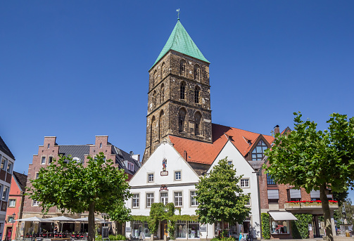 Rheine, Germany - July 19, 2016: Central market square in historical city Rheine, Germany