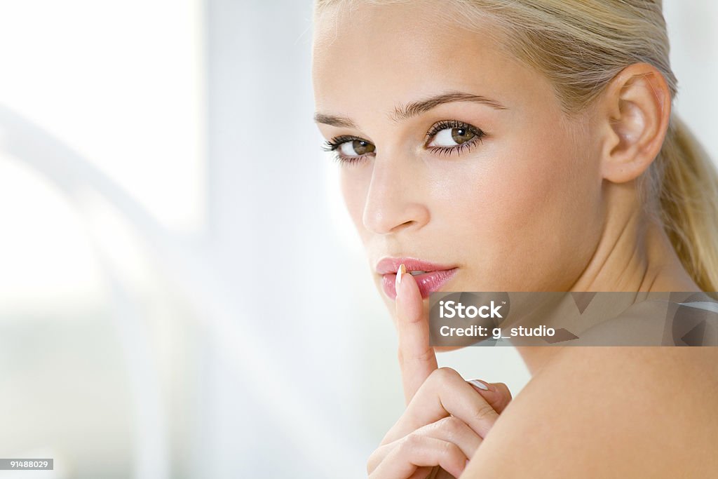 Portrait of young beautiful woman indoors  Adult Stock Photo