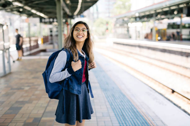 Taking the train in Sydney train station