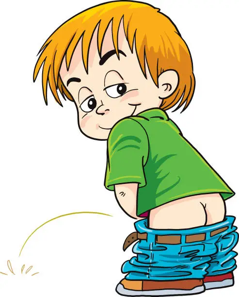 Vector illustration of boy peeing