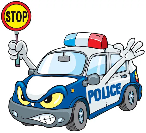 Vector illustration of Police Car Cartoon Mascot