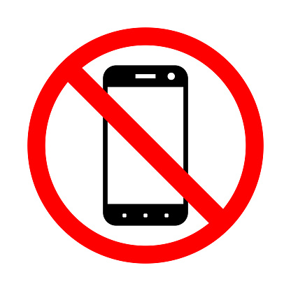 Prohibiting the use of a mobile phone. Vector sign illustration on a white background.