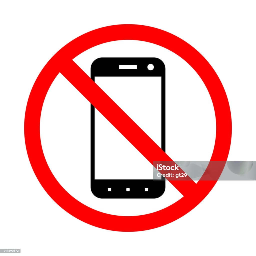 Prohibiting the use of a mobile phone. Prohibiting the use of a mobile phone. Vector sign illustration on a white background. Mobile Phone stock vector