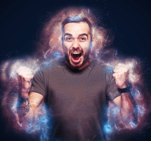 istock Angry man burning bright. Fury concept. 914890950