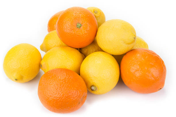 istock Fresh oranges and lemons on the white background 914892492