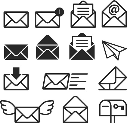 Email icons set.