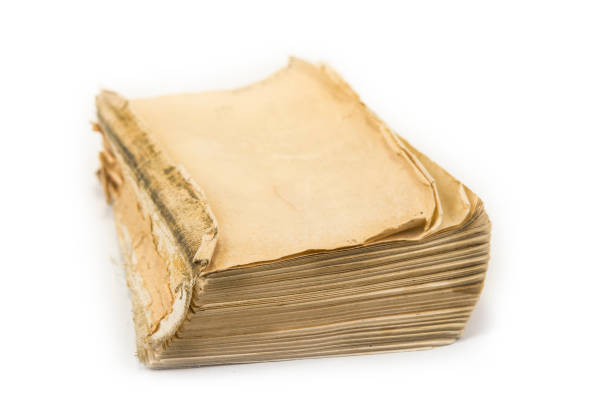 istock Old vintage book without cover on the white 914899574